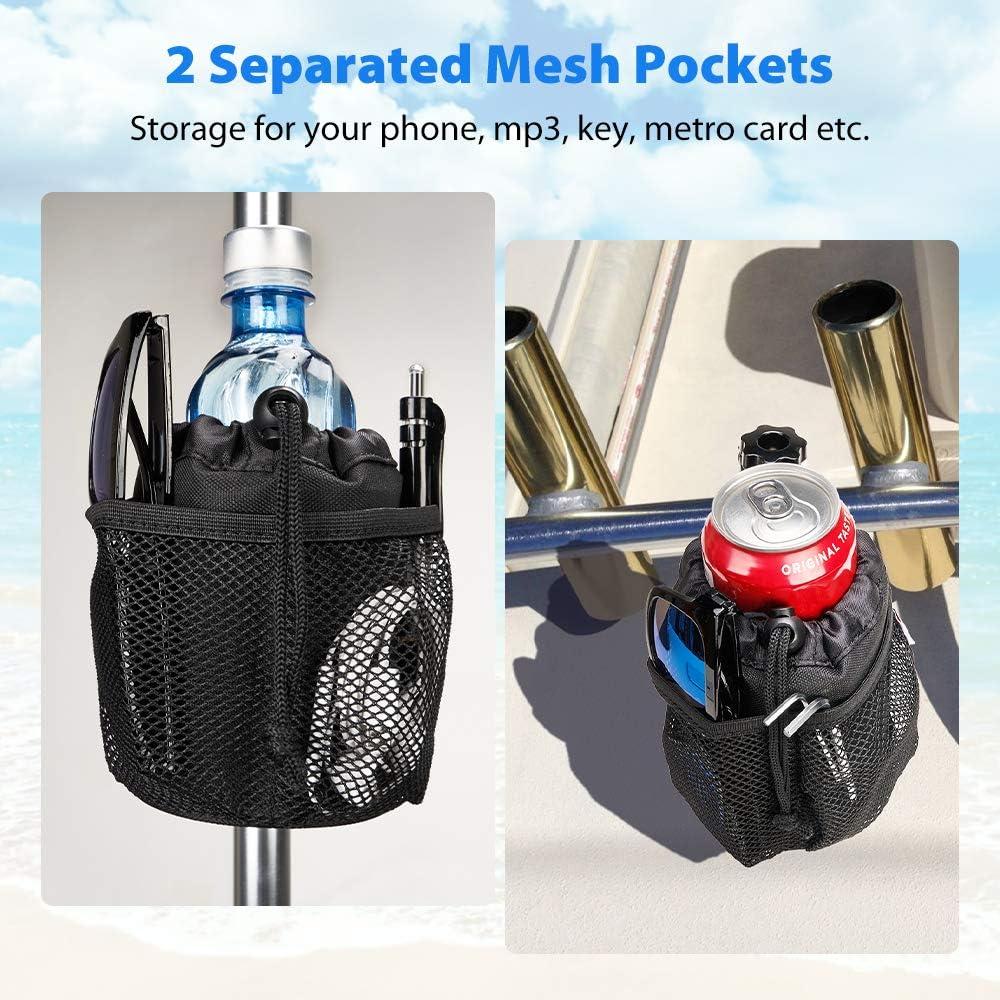 kemimoto Bar Cup Holder, Oxford Fabric Drink Cup Can Holder with Drain and Alligator Clip for Motorcycle, ATV, Scooter, Marine Boat, Kayak, Bike, Wheelchair, Walker, Golf Cart, RV, Camper, Desk: Automotive