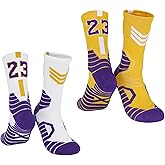 Pimaja Basketball Socks for Men & Boys 2 Pairs, Basketball Team Number Sports Socks for Adult & Kids with 3D Ankle Protection 23