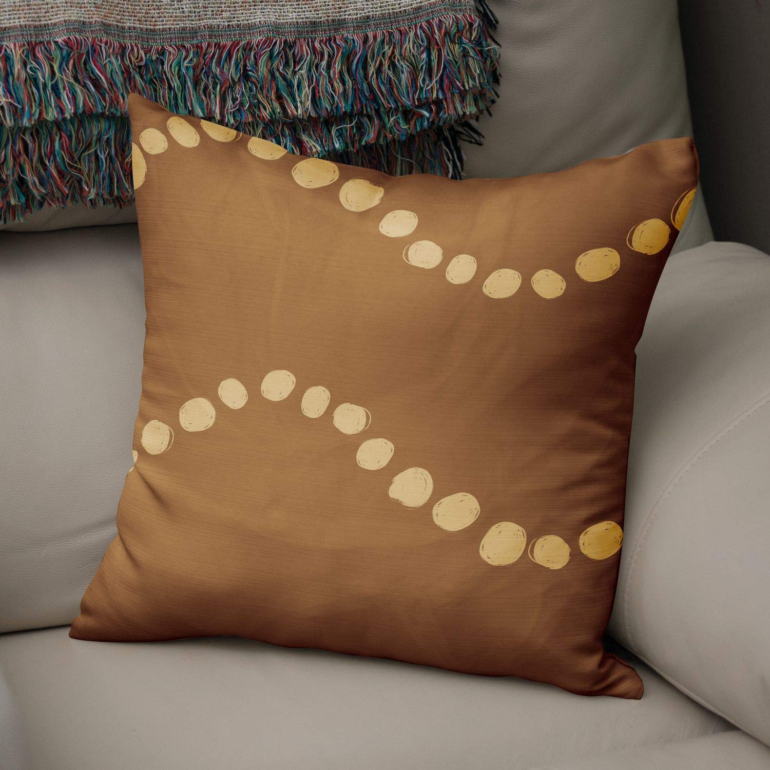 Bonamaison Decorative Cushion Cover, Polycotton, Brown, Standard