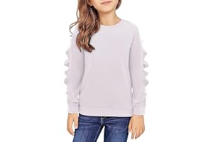 Yoklass Girls Long Sleeve Shirt Crewneck Sweatshirts Casual Flutter Pullover Tops 5-14 Years