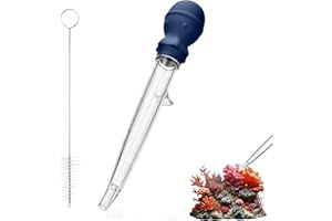 U-Taste Aquarium Pipette Cleaner: 1.5oz Coral Feeder for Fish Tank Cleaning, Manual Feeding Tube, Food Grade Siphon Dropper, Waste Remover with Strong Suction & Stand & Brush (11.98in, Midnight Blue)