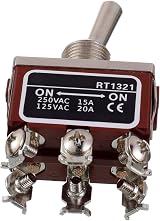 BOJACK RT1321 DPDT Toggle Switch 125V 20A 250V 15A ON-ON 6-Pin Waterproof Cap view 4