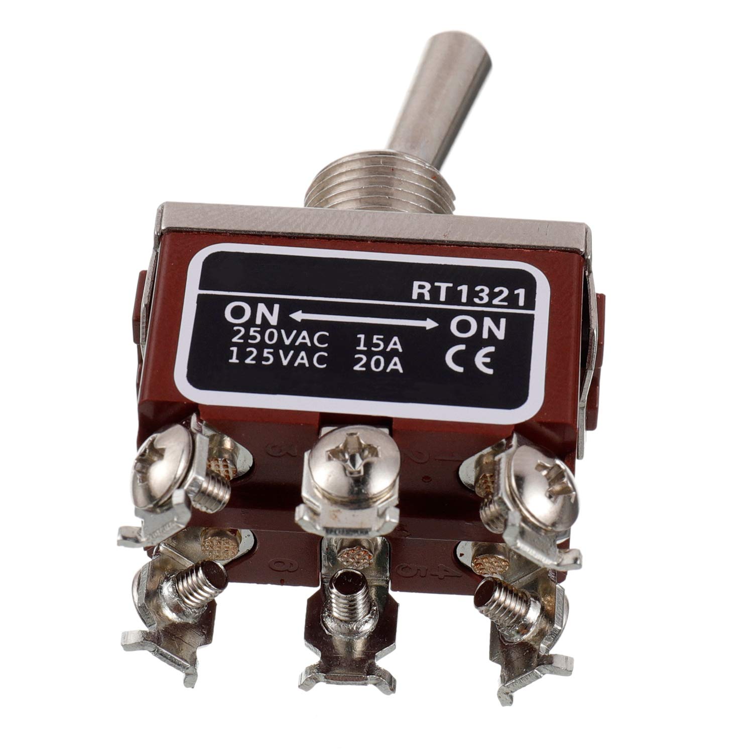 BOJACK RT1321 Toggle Switch 125V 20A 250V 15A DPDT ON - ON 6 terminal pin Rocker Switch with Metal Waterproof Cap (Pack of 2 pcs) - Image 5