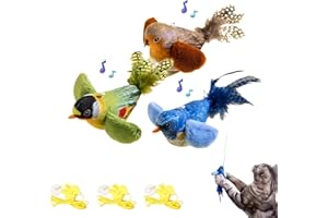 Interactive Hanging Door Cat Toys for Indoor, 3 Pack Simulated Vocal Flapping Flying Bird Cat Toys, Fun Play Chase Exercise A