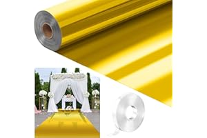Tinideya 3.3 x 98.4 ft Mirror Rug Aisle Runner for Wedding Ceremony Double Sided Reflective Carpet Aisle Runner Walkway Rug Roll for Outdoor Birthday Graduation Party Decor(Gold)