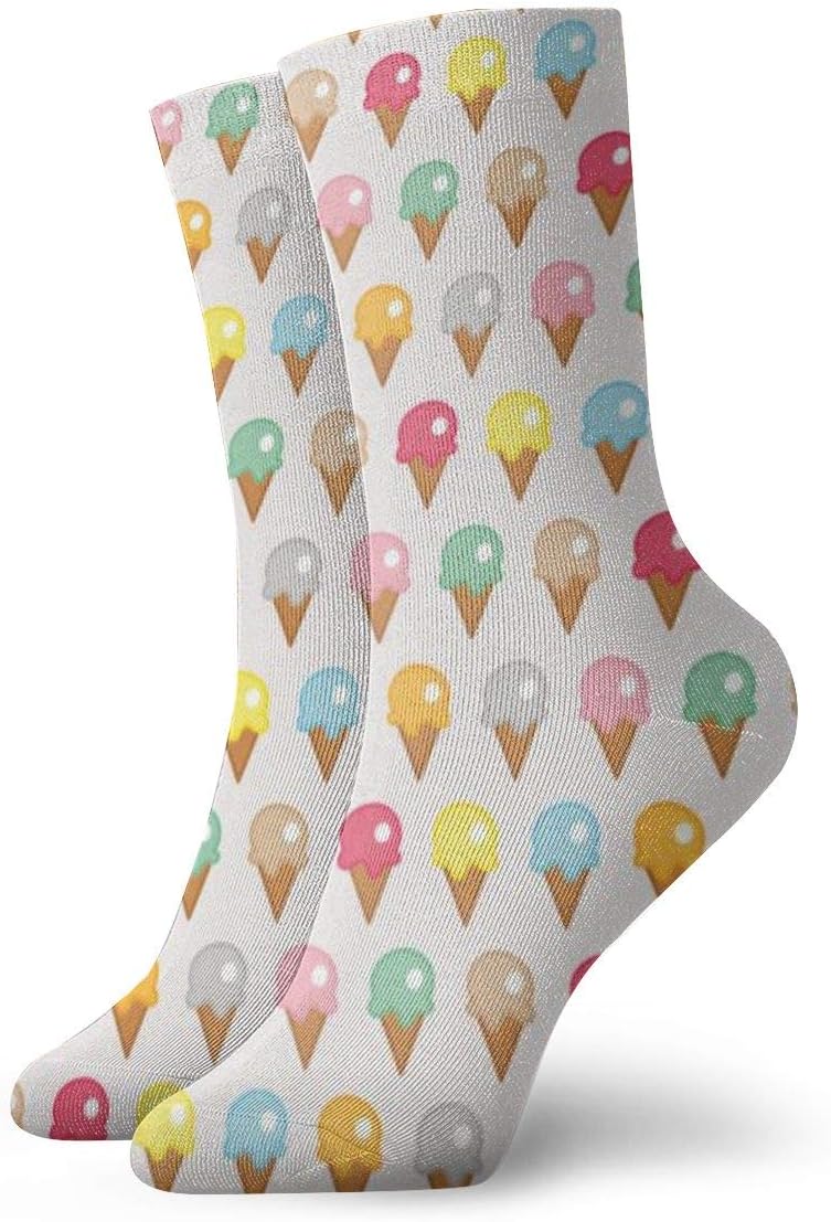 WEEDKEYCAT Icecream Seamless Pattern Adult Short Socks Cotton Fun Socks for Mens Womens Yoga Hiking Cycling Running Soccer Sports