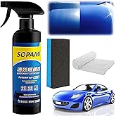 Sopami Car Coating Spray, 17.6 oz Quick Effect Coating Agent, Oil Film Emulsion Glass Cleaner, Polish Spray Waterless Wash Wax, Spray Wax Polish for Car Scratches(1PC+Sponge+Cloth)