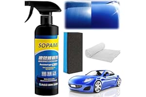 ROXAI Sopami Car Coating Spray, 17.6 oz Quick Effect Coating Agent, Oil Film Emulsion Glass Cleaner, Polish Spray Waterless Wash Wax, Spray Wax Polish for Car Scratches(1PC+Sponge+Cloth)