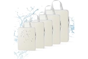 Funarty 5 Set Compression Packing Cubes for Suitcases, Packing Cubes Compression for Travel Essentials, Carry On, Luggage Organizer Bags for Travel Accessories, Cream