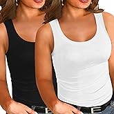 Women's Plus Size Tank Tops Summer Sleeveless Scoop Neck Cami Top Shirt Ribbed Knit Basic Casual Racerback Blouse