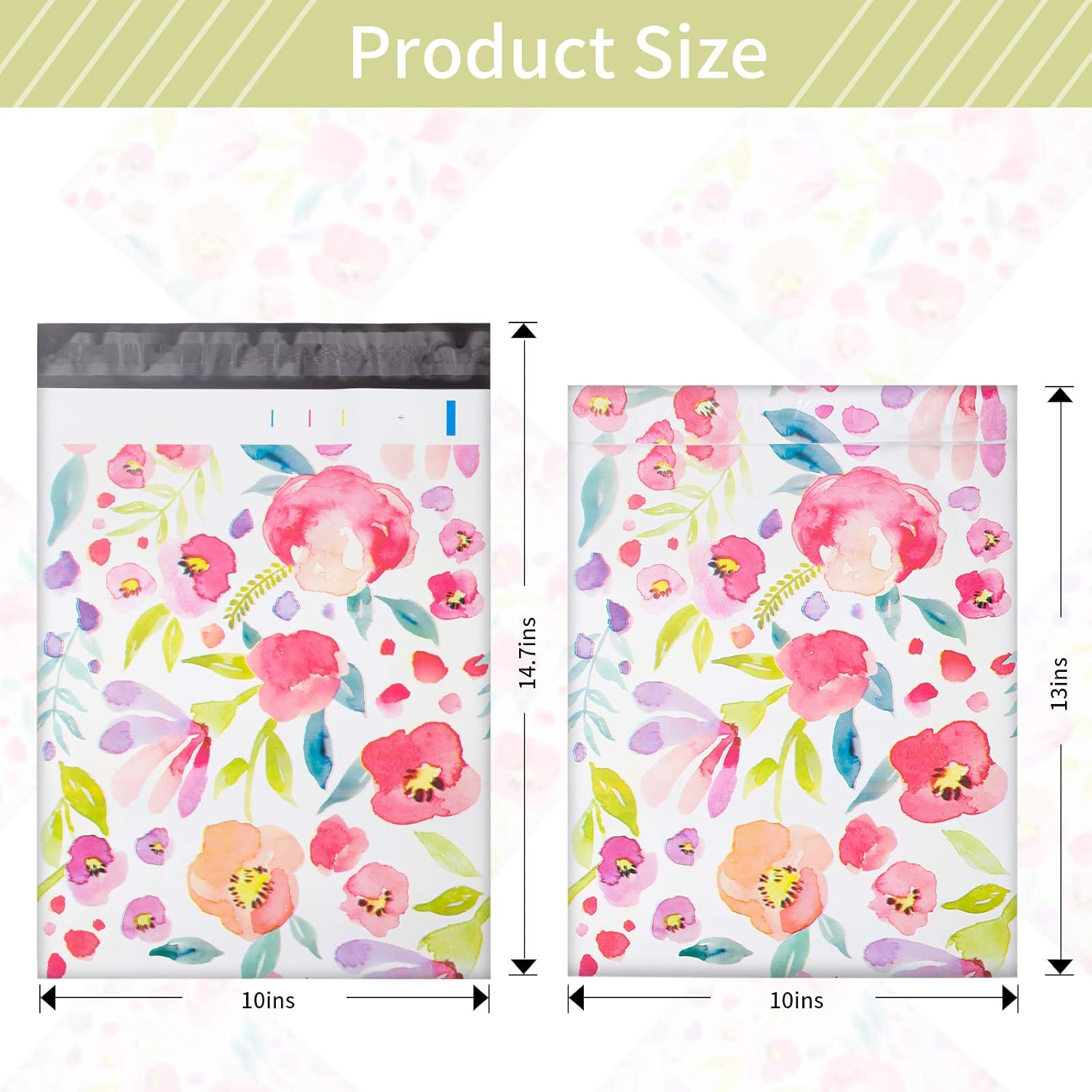 100 Pcs Poly Mailers, 10x13 Package Envelopes, Cute Packaging Bags, Plastic Custom Mailing Shipping Bags with Self Seal Adhesive Strip - Floral Patterns : Office Products