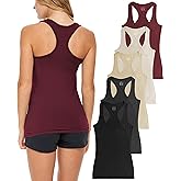 Sexy Basics Women's 5 Pack Racerback PowerFlex Tank Tops/Cotton -Spandex Stretch Color Tank Tops