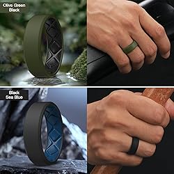 Egnaro Men's Silicone Rings, 7.5mm Wide 2.5mm Thick