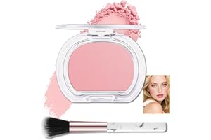 Peach Pink Powder Blush Palette for Cheeks with Brush, Smooth Matte Pigmented Hydrating Mineral Powder Face Blushes, Lightwei