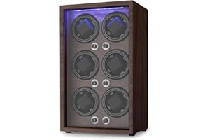 Domivans Watch Winder for Automatic Watches,Wooden Watch Rotating Case with LED Light,4 Rotation Modes,Elastic Watch Pillows Quiet Mabuchi Motor