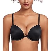 Lemorosy Women's Deep V Plunge Underwire Padded Push Up T-Shirt Bra - 2 Cups Up