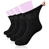 Women's Diabetic Ankle Socks Super Wide for Swollen Bariatric Feet, Neuropathy Non Binding Sock 4 Pairs