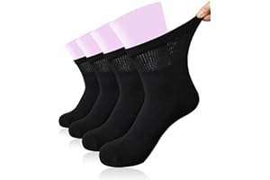 AISESINE Women's Diabetic Ankle Socks Super Wide for Swollen Bariatric Feet, Neuropathy Non Binding Sock 4 Pairs
