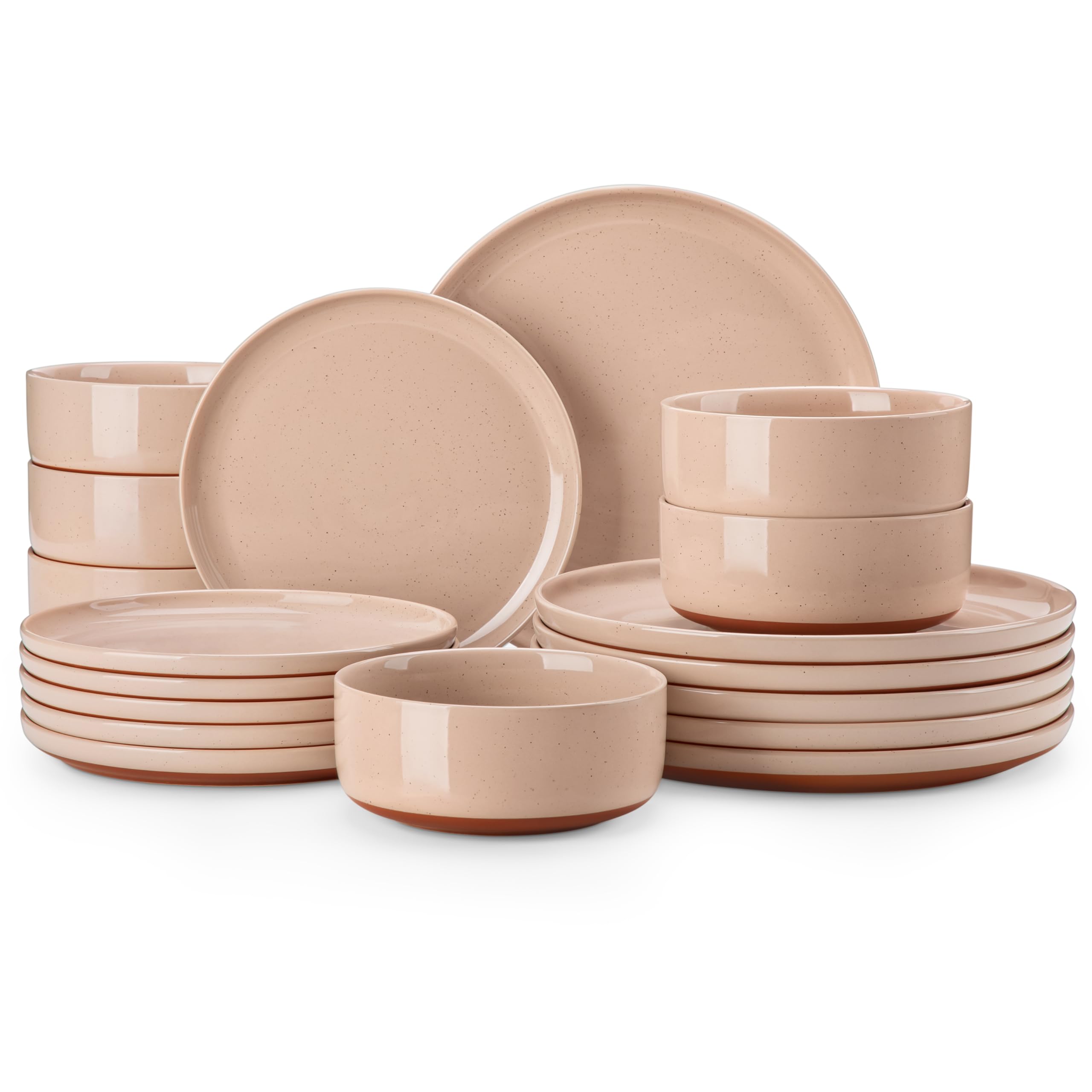 MALACASA Plates and Bowls Sets, 18 Pieces Modern