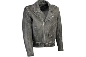 Milwaukee Leather LKM17001 Men's Classic Distressed Gray Motorcycle Leather Riders Jacket - 2X-Large