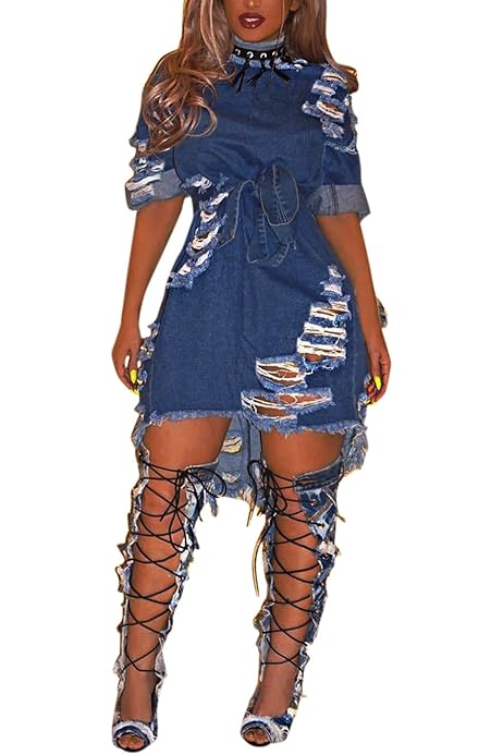 distressed blue jean dress