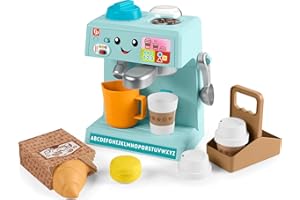​Fisher-Price Toddler Toy Learn & Serve Coffee Café Playset with Smart Stages & 10 Pieces for Ages 18+ Months, Multilanguage 