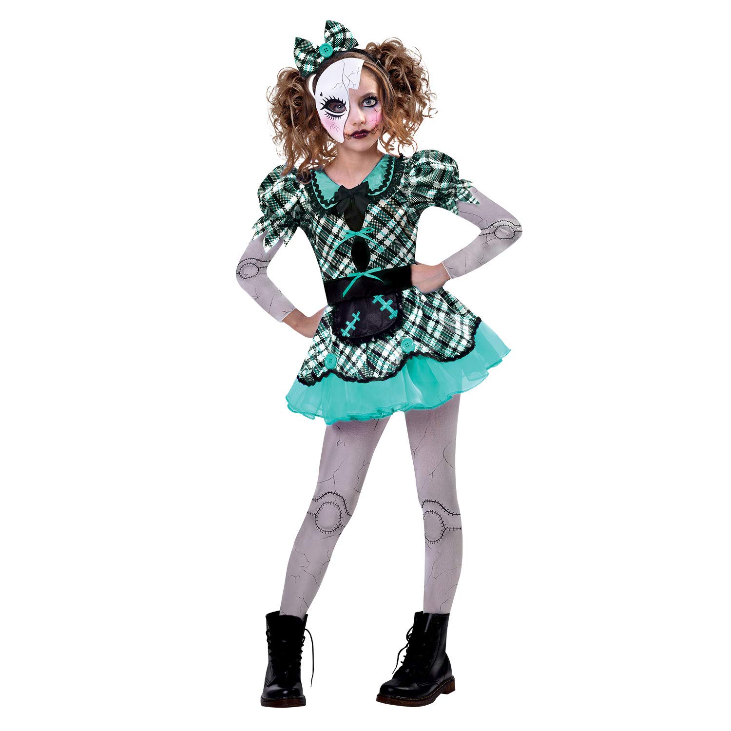 amscan (PKT) (9904753) Child Girls Dark Doll Costume (6-8yr)