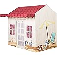 ROLE PLAY Kids Deluxe Beach House Playhouse, Premium Indoor & Outdoor Play Tent, 100% Cotton Canvas, Durable Steel Frame, Ages 3+