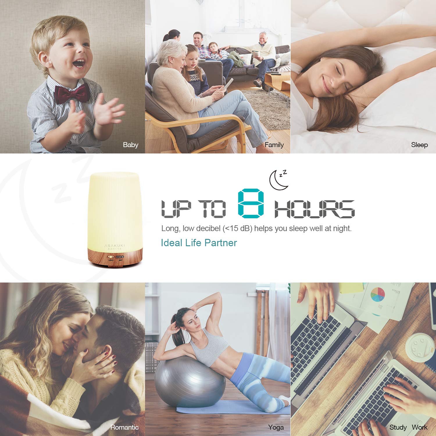 ASAKUKI Portable 100ml Essential Oil Diffuser, 5 in 1 Ultrasonic Aromatherapy Diffuser with Intermittent Mist, Humidifies The Air, Timer and Auto-Off Safety Switch : Beauty