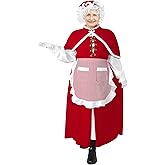 Wabolay Mrs Claus Costume Adult Women 8PCS Miss Santa Clause Dress Deluxe Velvet Christmas Suit Plus Size Xmas Outfit Set