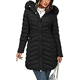 Bellivera Women's Winter Thickened Quilted Puffer Jacket Zipper Pockets Bubble Coat with Removable Hood and Faux Fur Collar