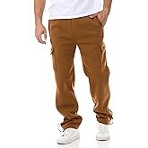 Men's Fleece Cargo Pants- Heavy Fleece Sweatpants with Cargo Pockets