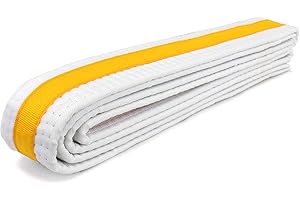 AAMA Martial Arts Belt White Belt with Mixed Color Stripe for Martial Arts - Taekwondo Karate Judo