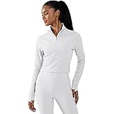 90 Degree By Reflex Womens Half Zip Performance Pullover Long Sleeve Quarter Zip Running Athletic Jacket Top with Thumbholes