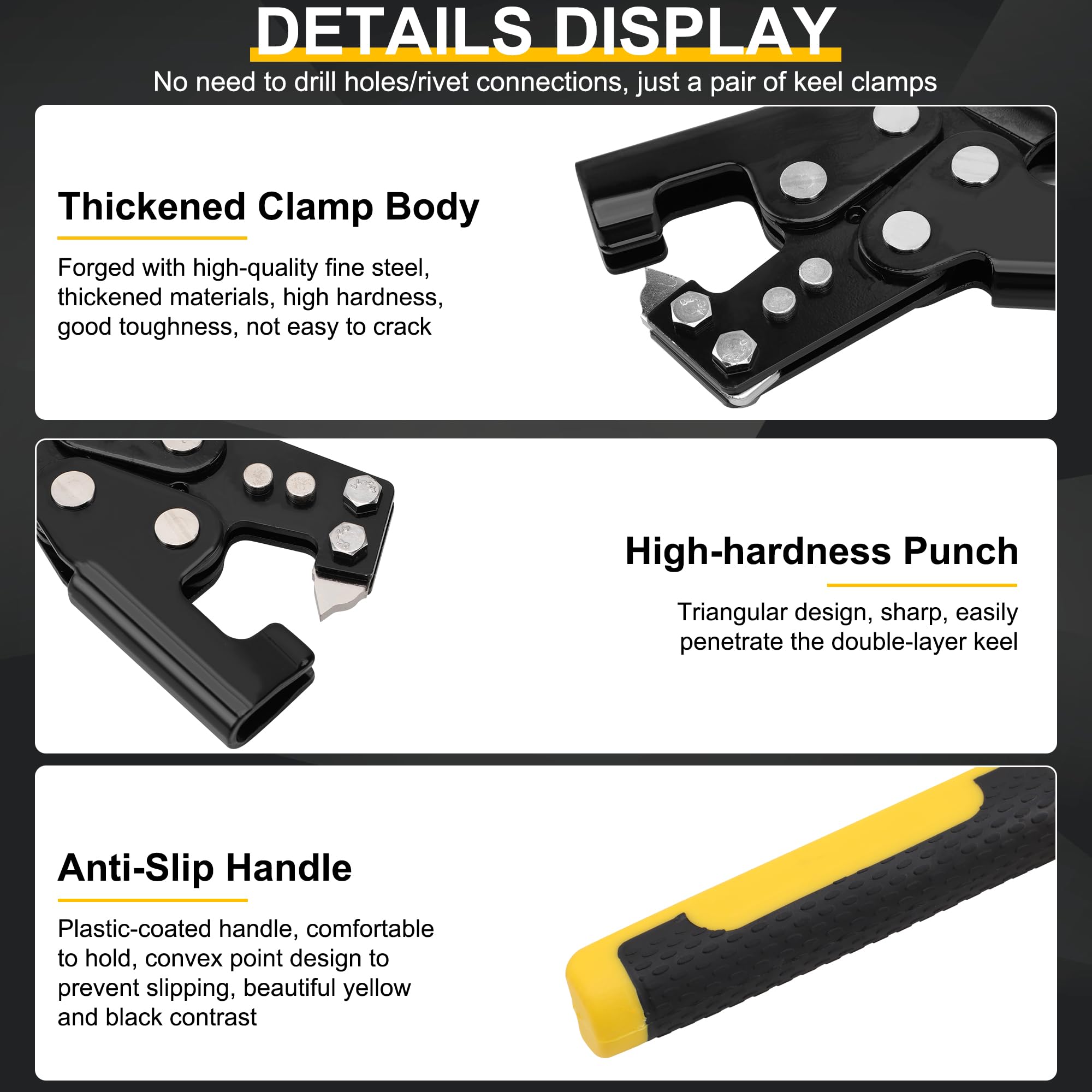 Profil Verbundzange Trockenbau,310mm Profilverbundzange,Trockenbau Zange,Crimpzange Leichte Stahlkiel-Lochzange Mit Griff Bolzen Crimper für Dekorationsdecken 6