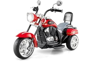 Costzon Kids Motorcycle, 6V Battery Powered Ride on Chopper Motorcycle w/Horn, Headlight, 3-Wheel Stable Ride on Toys, Electric Toddler Motorcycle for Kids, Gift for Boys Girls (Fire Red)