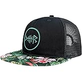 BASSDASH Flat Brim Trucker Cap Adjustable Snapback Hat Mesh Back for Men Women