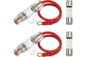 BOJACK 8 Gauge AWG 1ft Power Wire with 50 Amp AGU Fuse Holder 50A（Pack of 2）
