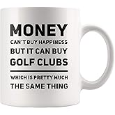 Panvola Money Can't Buy Happiness But It Can Buy Golf Clubs Coffee Ceramic Mug Golf Sports Player Golfer Gifts For Men Women Dad Novelty Drinkware White (11 oz)