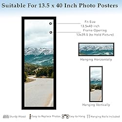 QOTIB Wood 13.5x40 Picture Frame Black for Wall