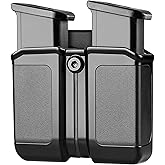 Universal Double Magazine Holder for 9mm/.40 Double Stack Mags, OWB Magazine Holster with Belt Clip, Fits Glock 17/19/ 43X/ Sig P365/ Hellcat Pro/ 1911/ Taurus/Beretta/H&K/CZ & More