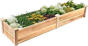 GADI Raised Garden Bed, Natural Rot-Resistant Wood Garden Bed Planter for Vegetables, Grass, Outdoor (7×2 ft.)