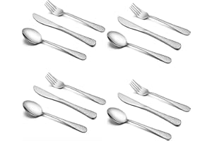 HaWare 12-Piece Toddler Kids Silverware Set, Stainless Steel Hammered Flatware Cutlery, Children Tableware Includes 4 Spoons&Forks&Butter Knives, Ideal for Preschooler, Dishwasher Safe