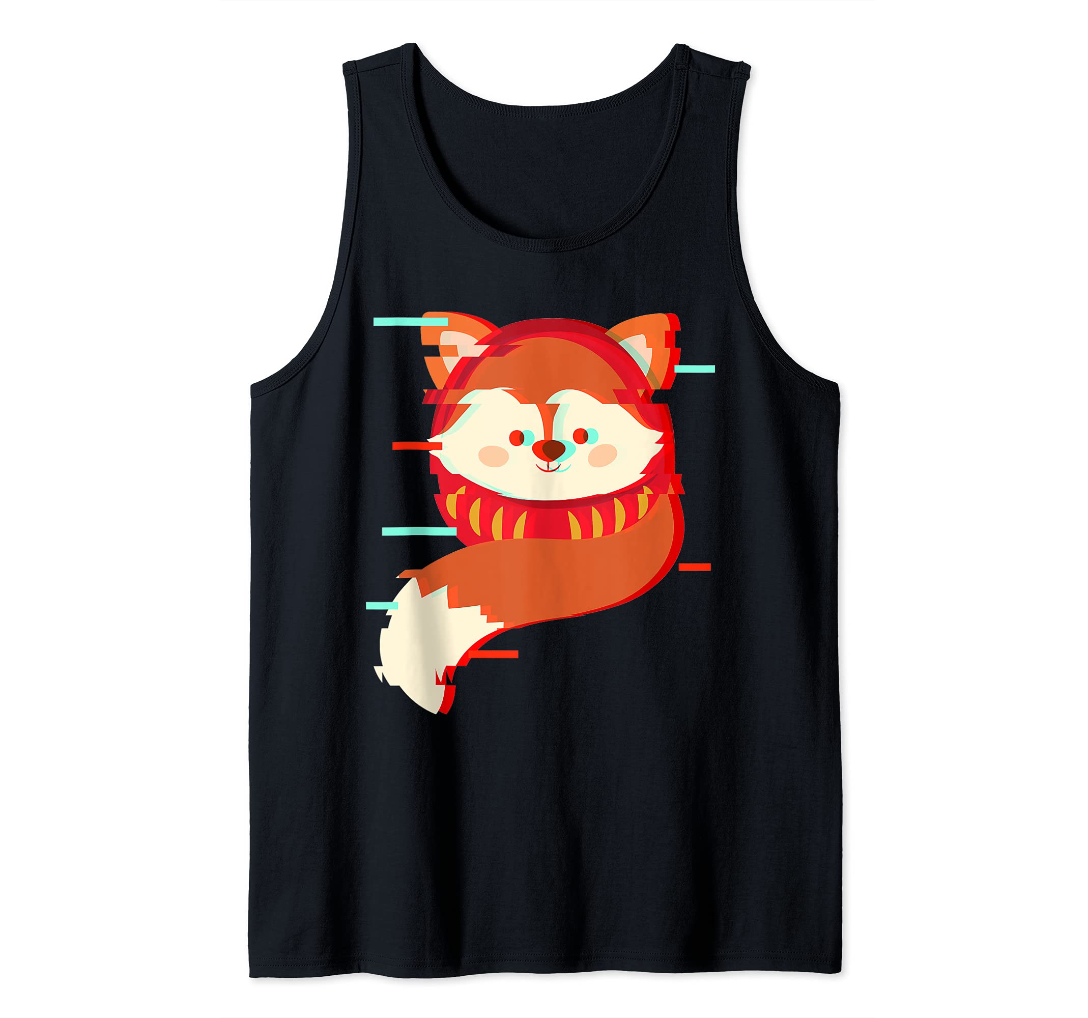 Vaporwave Japanese Daruma Doll Kawaii Red Fox Glitch Tank Top