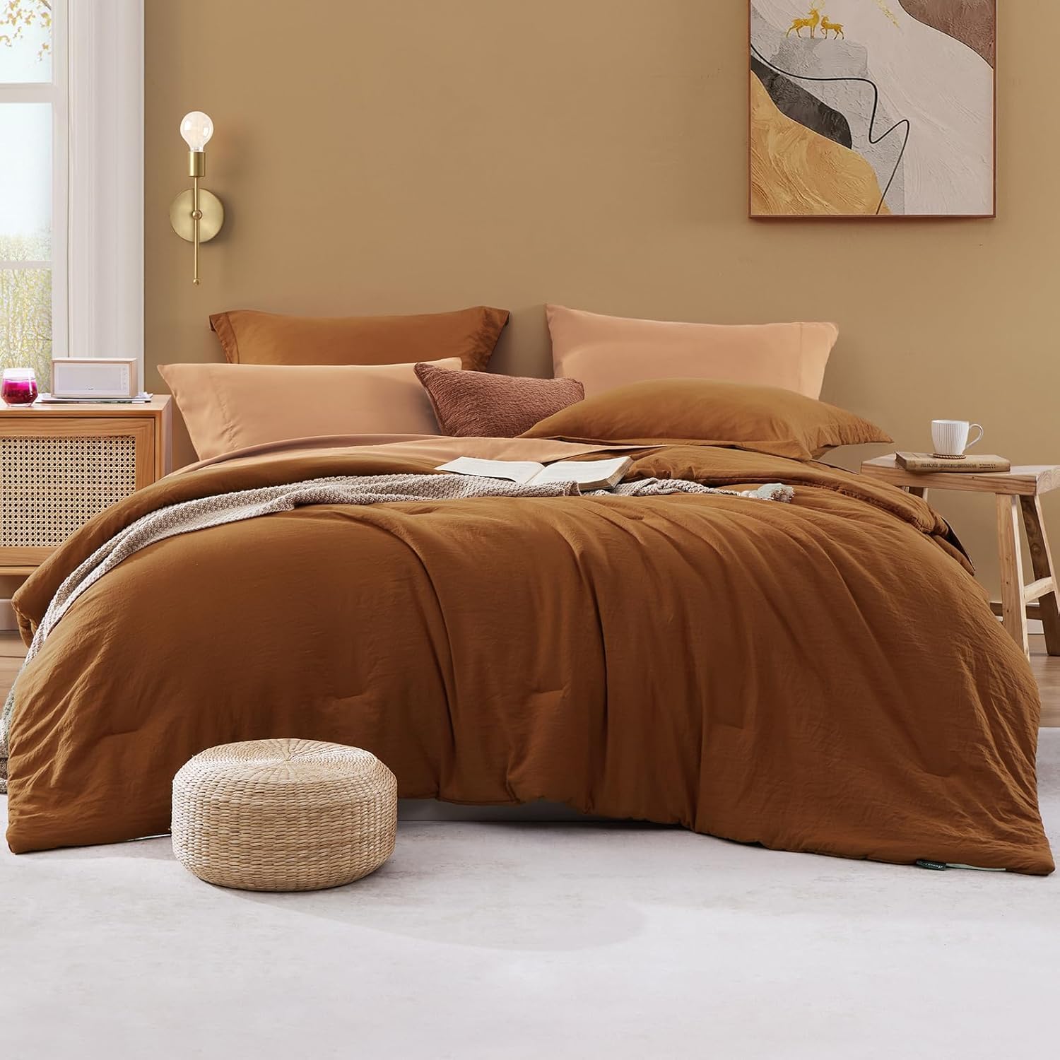 Photo 1 of **UNKNOWN MISSING PIECES**WRENSONGE Queen Comforter Set- 7 Pieces Terracotta Bed in a Bag Queen with Fitted Sheet, Flat Sheet, 2 Shams, and 2 Pillowcases- Warm Bedding Sets for All Season