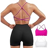 SUUKSESS Women 2 Piece Open Back Sports Bra Pack Strappy Workout Gym Yoga Crops