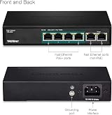 TRENDnet TPE-S50 6-Port Fast Ethernet PoE+ Switch 60W 4 PoE Ports Metal Fanless view 5