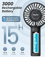EasyAcc Mini Handheld Fan Powerful Desk Fan 3000mAh 15H USB C Rechargeable Black view 2