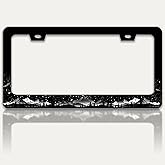 Mountains License Plate Frame Night Starry Sky Mountain License Plate Holders Funny Stainless Steel Auto Accessory Bracket 2 Hole with Screws Universal Us Car License Plate Frames 6x12 Inch