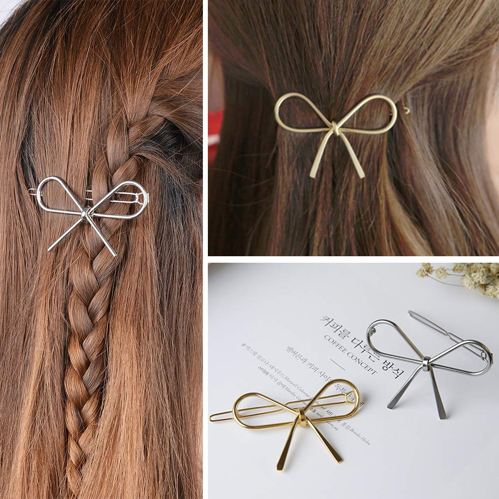 Gold Silver Minimalist Hair Clips Dainty Feather Hollow Hair Clips Set Feather Hair Pins Geometric Barrette Hair Accessories for Women : Beauty